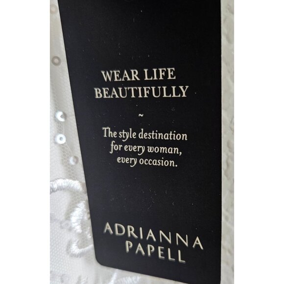 Adrianna Papell Woman SZ 10 NWT  3D Embroidered High Low Dress Ivory Fairy - Picture 7 of 10